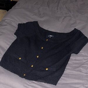 Maeve Black Cardigan with Gold Buttons